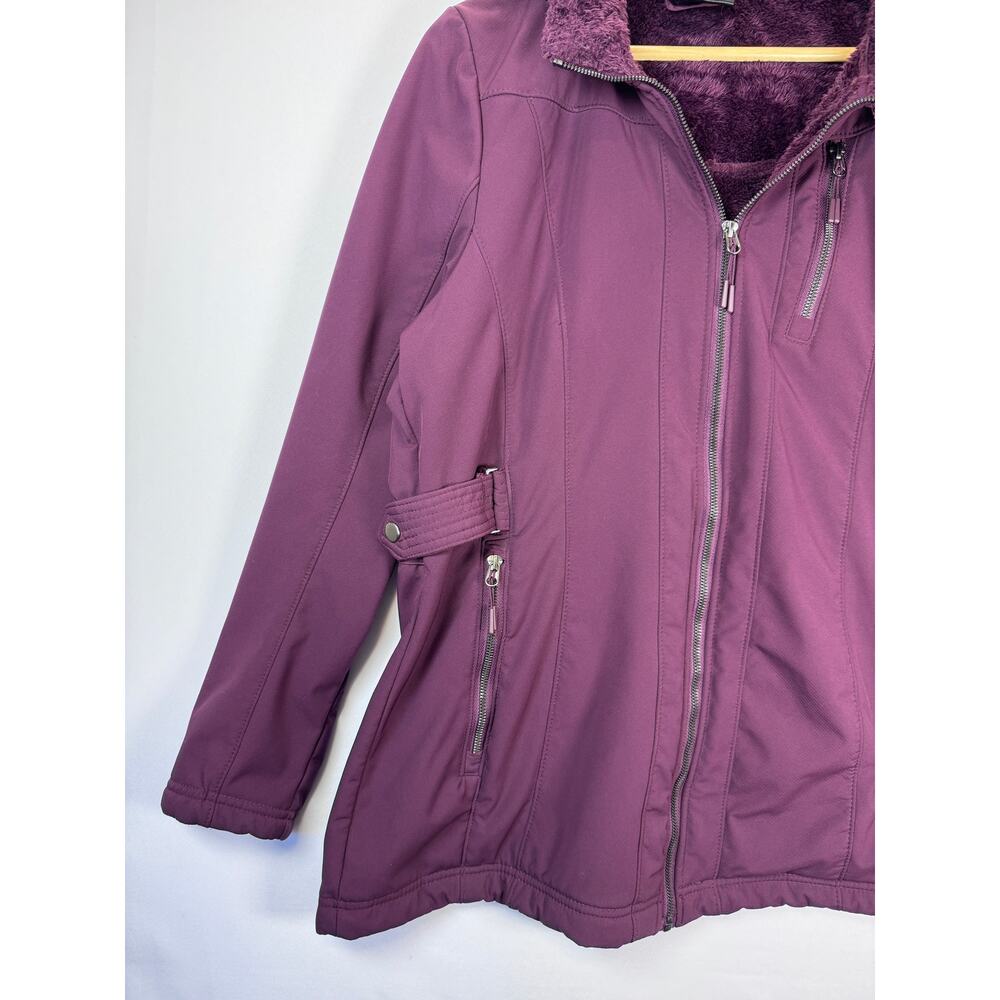 ZeroXposur Women's Softshell Jacket XL Purple Faux Fur Lined Hooded Winter - Picture 2 of 11